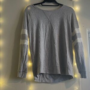 Staccato Gray Sweater with White Sleeve Stripes